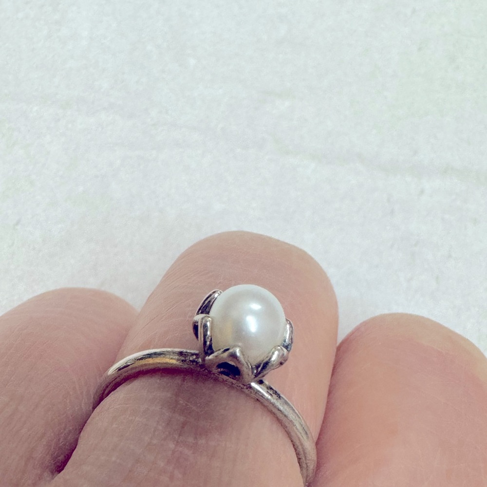 Pandora Cultured Elegance  Stackable Ring With Freshwater Pearl